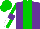 Silk - Purple, green stripe, white sleeves, purple armlets, green quarters cap