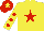 Silk - Yellow, red star, yellow sleeve, red spots, cap, yellow star