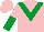 Silk - Pink, emerald green chevron, halved sleeves, pink cap