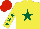 Silk - Yellow, dark green star, dark green stars on sleeves, red cap