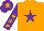 Silk - Orange, purple star, purple sleeves, orange stars, purple cap, orange star