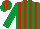 Silk - emerald green, red stripes, emerald green sleeves, red stripes on cap