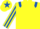 Silk - Yellow, Royal Blue epaulets, striped sleeves, Yellow cap, Royal Blue star