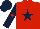 Silk - red, dark blue star, dark blue sleeves, red star on dark blue cap