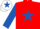 Silk - Red, Royal Blue star and sleeves, White cap, Royal Blue star