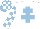 Silk - White, light blue cross of lorraine, light blue and white check sleeves and cap