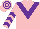 Silk - Pink, purple chevron, chevrons on sleeves, hooped cap