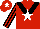 Silk - Red, black chevron, white star, red sleeves, black stripes, red cap, white star