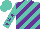 Silk - Turquoise, purple diagonal stripes, turquoise sleeves, purple stars