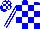 Silk - Blue and white checked, striped sleeves, checked cap