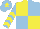 Silk - Yellow and light blue (quartered), light blue and yellow chevrons on sleeves, light blue cap, yellow star
