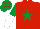 Silk - Red, emerald green star, emerald green and white halved sleeves, emerald green cap, red stars