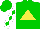 Silk - Green, yellow triangle, green diamonds on white sleeves, green cap
