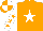 Silk - Orange, white star, white sleeves, orange stars, orange and white quartered cap