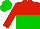 Silk - Red & green halved horizontally, red sleeves, green cap