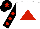 Silk - white, red triangle, black sleeves, red spots, black cap, red star