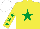 Silk - YELLOW, EMERALD GREEN star, YELLOW sleeves, EMERALD GREEN stars, WHITE cap