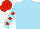 Silk - Sky blue, red dots on sleeves, red cap
