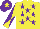 Silk - Yellow, purple stars, diabolo on sleeves, purple cap, yellow star