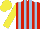 Silk - Red, yellow, light blue stripes, yellow sleeves, yellow cap