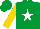 Silk - Emerald green, white star, gold sleeves