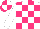 Silk - white, hot pink checks, white sleeves, quartered cap