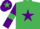 Silk - Emerald Green, Purple star, Purple sleeves, Emerald Green armlets, Purple cap, Emerald Green star