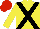 Silk - yellow, black cross sashes, red cap