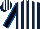 Silk - Dark blue & white stripes, black sleeves, royal blue seams, dark blue & white striped cap