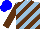 Silk - Light blue & brown diagonal stripes, brown sleeves, blue cap