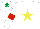 Silk - White, yellow star, white sleeves, red armlets, white cap, emerald green star