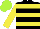 Silk - Black, lawn green, yellow horizontal stripes, sleeves black, lawn green, yellow horizontal stripes, yellow armlets, lime cap,
