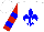 Silk - White, blue fleur-de-lis, blue hoops on red sleeves, blue fleur-de-lis on white cap