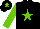Silk - Black, light green star & sleeves, light green star on cap