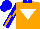 Silk - Orange,white inverted triangle,orange sleeves,blue seams,blue quarters cap,collar