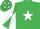 Silk - EMERALD GREEN, WHITE star, diabolo on sleeves and stars on cap