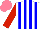 Silk - White, blue stripes, red sleeves, salmon cap