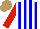 Silk - White, blue stripes, red sleeves, light brown cap