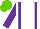 Silk - White, purple braces, sleeves, light green cap