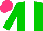 Silk - Green, white stripe, hot pink cap