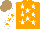 Silk - Orange, white stars, white sleeves, orange stars, light brown cap