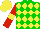 Silk - Green, yellow diamonds, red sleeves, yellow armlets, yellow cap