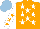 Silk - Orange, white stars, white sleeves, orange stars, light blue cap