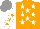 Silk - Orange, white stars, white sleeves, orange stars, grey cap