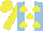 Silk - Light blue, white stripe, yellow spades, yellow sleeves, yellow cap