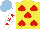 Silk - Yellow, red spades, white sleeves, red stars, light blue cap