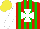 Silk - Red, green stripes, white maltese cross, sleeves, yellow cap