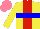 Silk - Yellow, red stripe, blue hoop, salmon cap