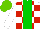 Silk - White, red check, green stripe, light green cap