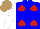 Silk - Blue, red spades, blue spade, white sleeves, light brown cap